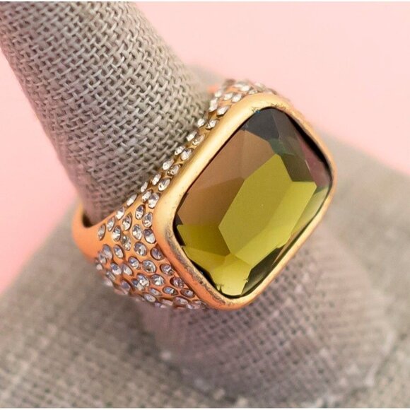 Vintage Round Square Mesmerizing Gold Tone Ring | Size 9 | H25 - Picture 2 of 3